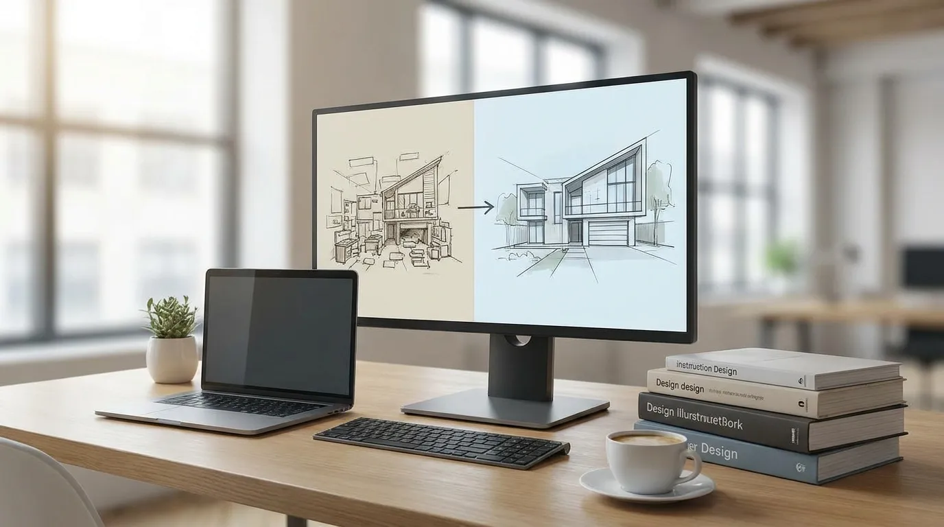 Symbolické znázornění procesu redesignu a modernizace uživatelského rozhraní.